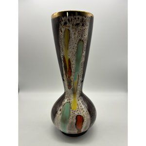 Vintage Carstens Tonnieshof W. Germany Pottery Drip Glaze Vase 1950s MCM 583-22